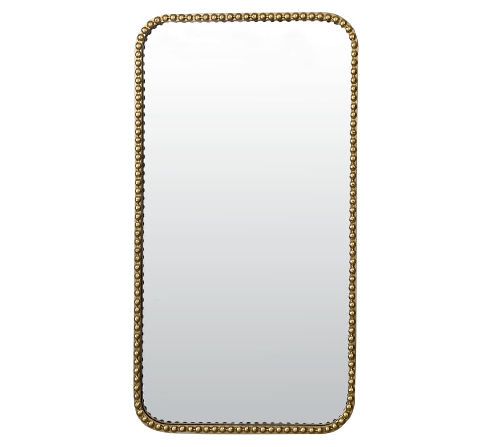 Miroir métal doré rectangulaire perles 50x90cm