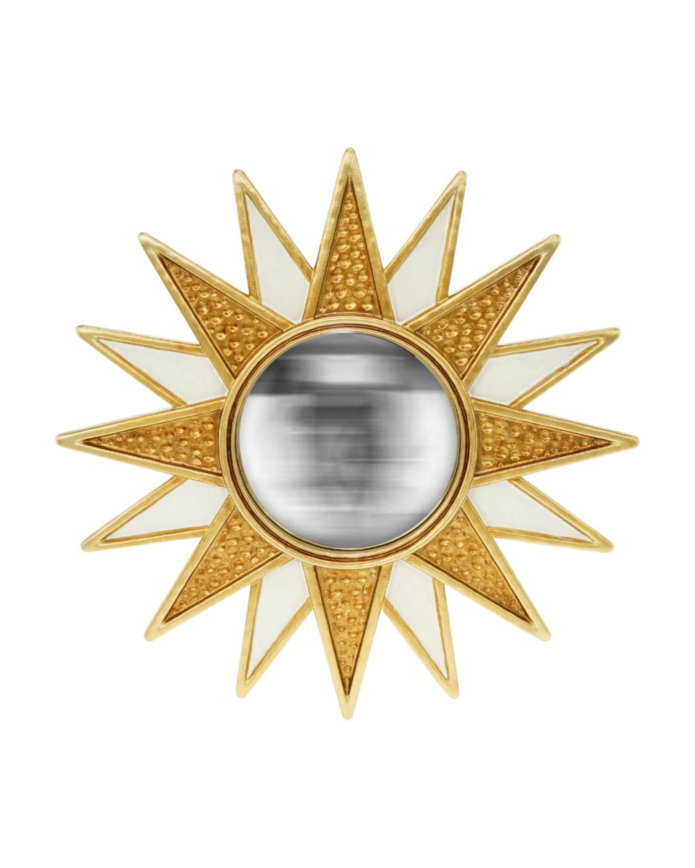 Miroir soleil convexe blanc et doré 28cm