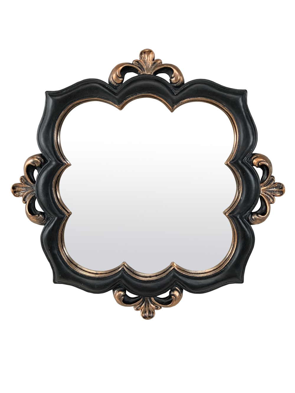 Miroir arabesque noir et doré 29x29cm