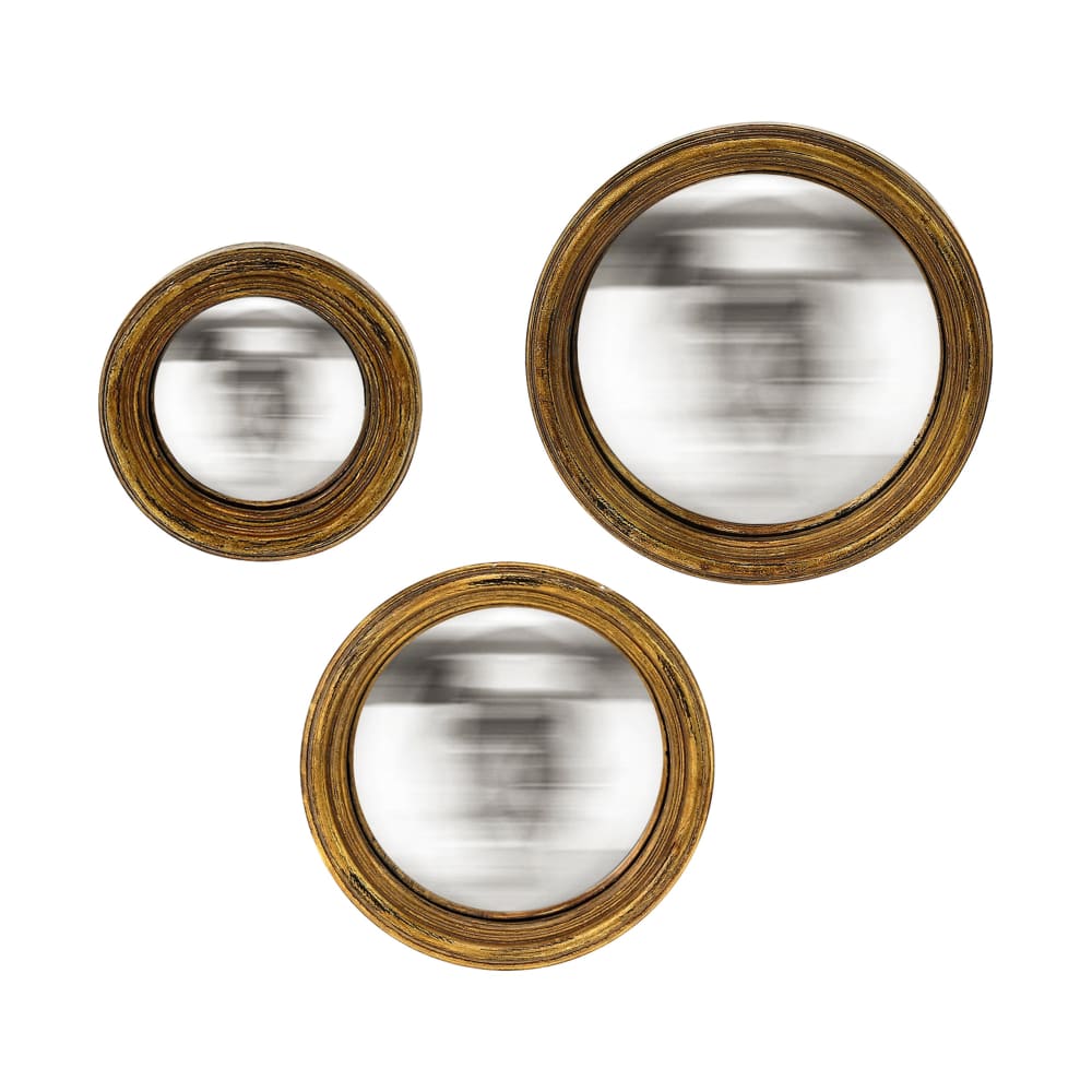 Lot de 3 petits miroirs convexes 9, 11 et 13cm dore