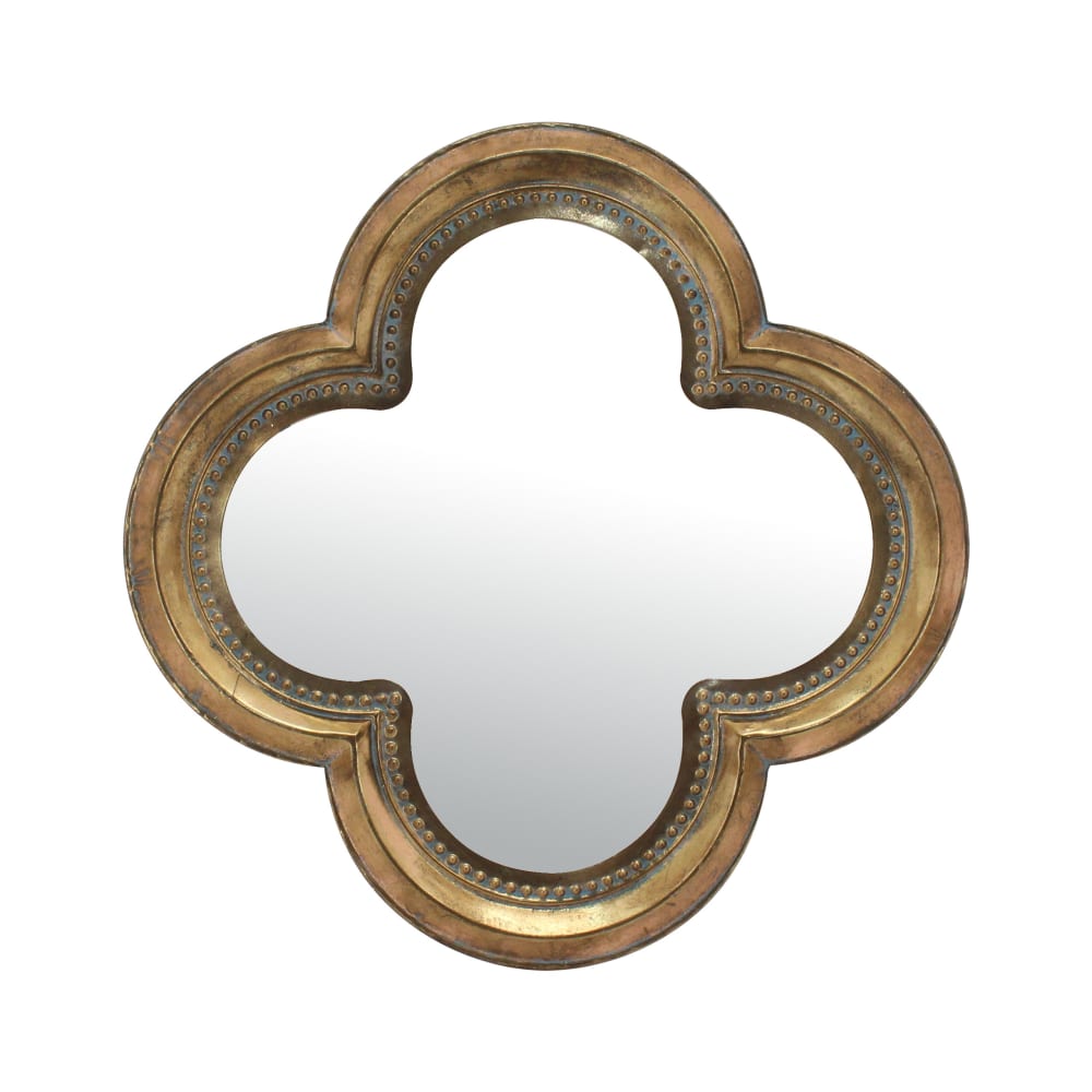 Miroir trèfle métal 66cm dore