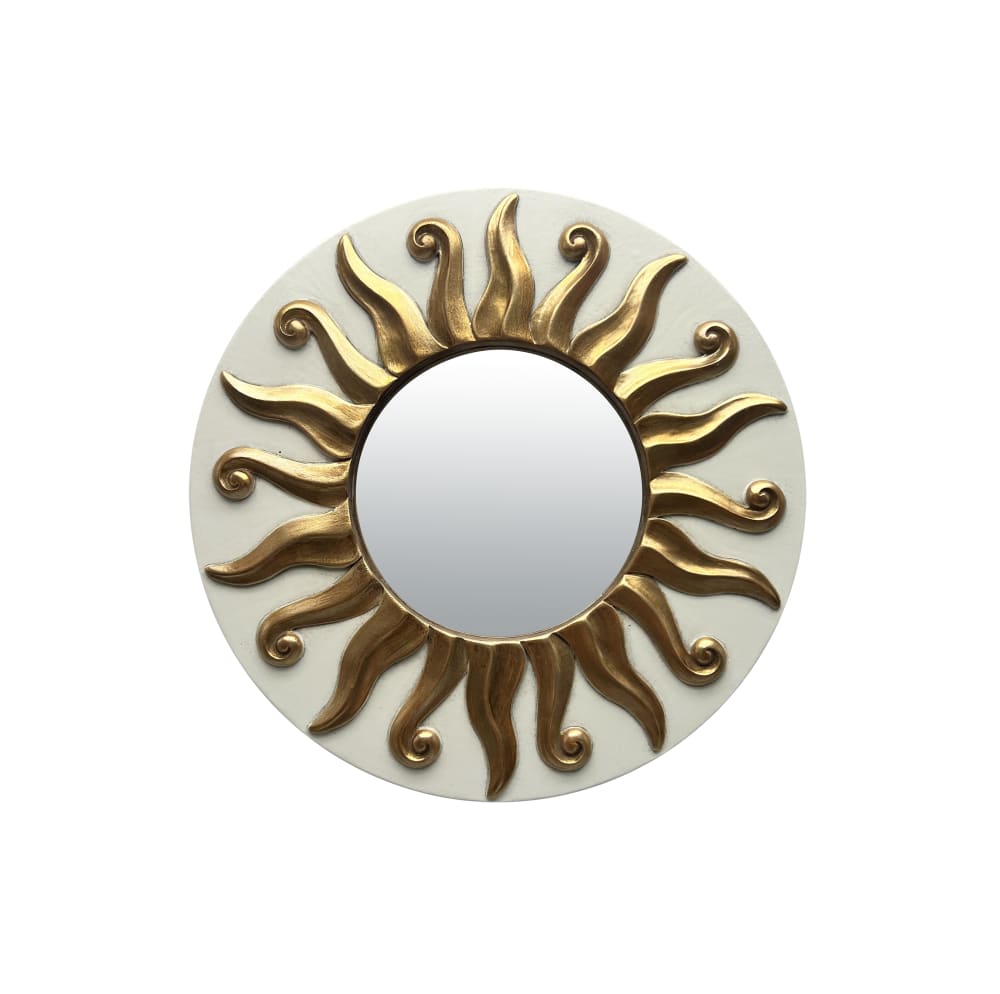Miroir soleil blanc doré diam 17,5cm