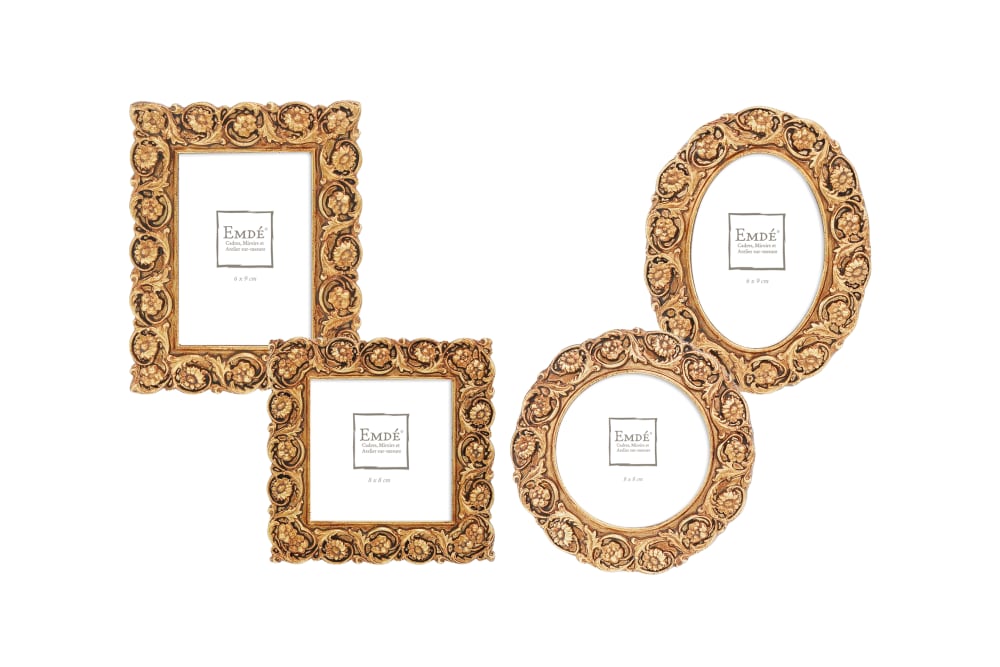 Lot 4 mini cadres fleurs doré 6x9/8x8cm