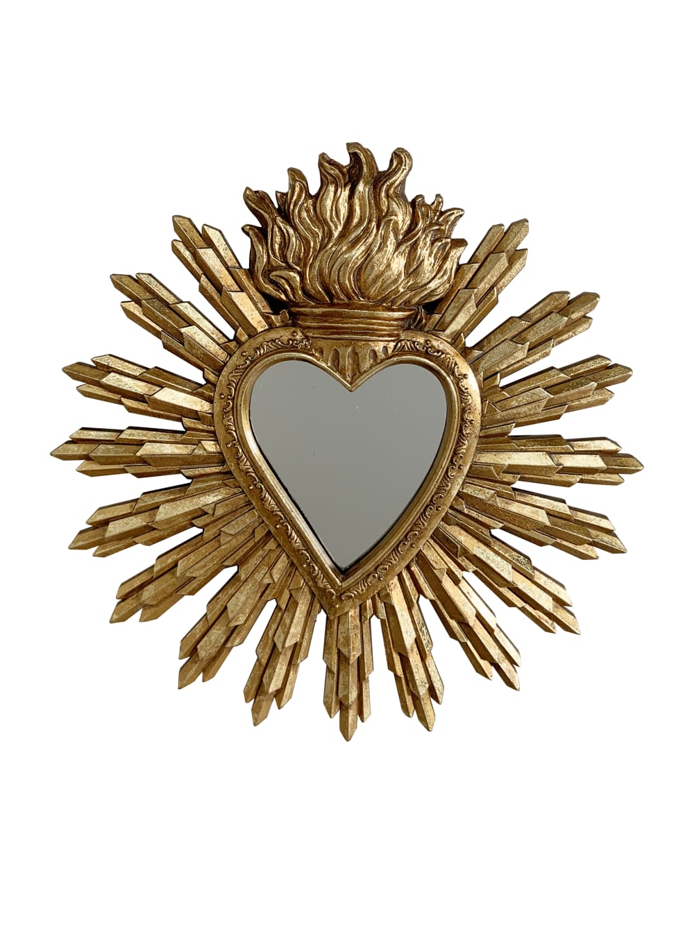 Déco miroir ex-voto coeur soleil 27x28cm