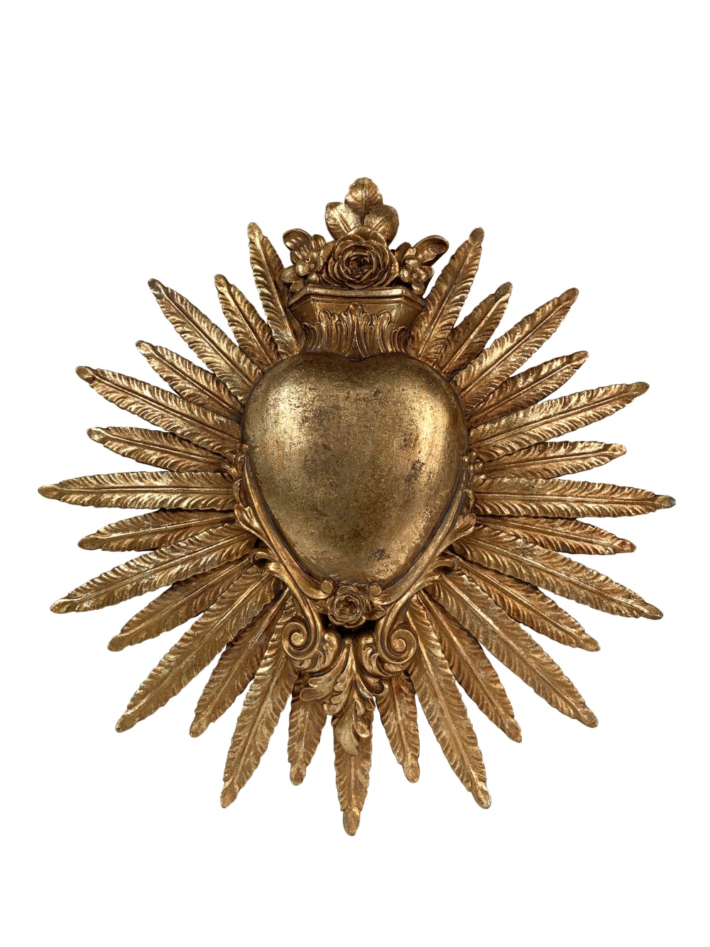 Déco miroir ex-voto coeur soleil 26.2x30.6cm