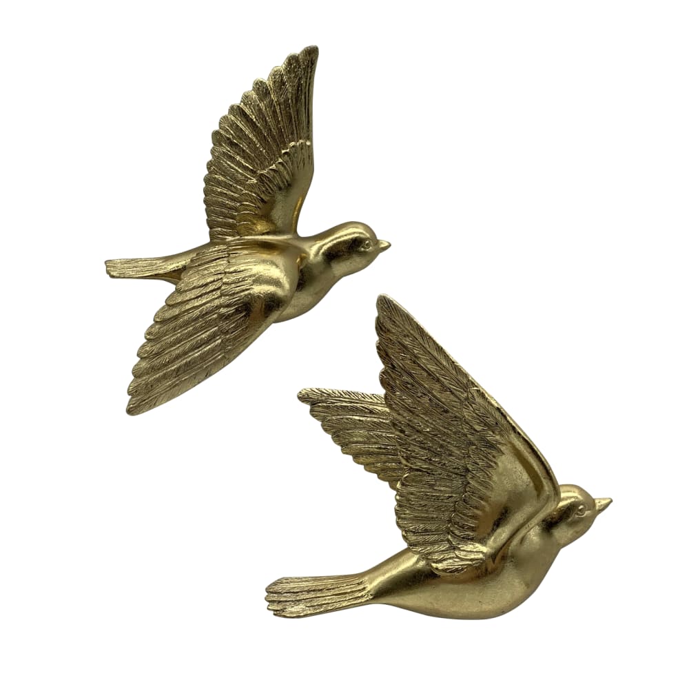 Lot de 2 déco murales oiseaux dorés 12,5x15cm — Beyit