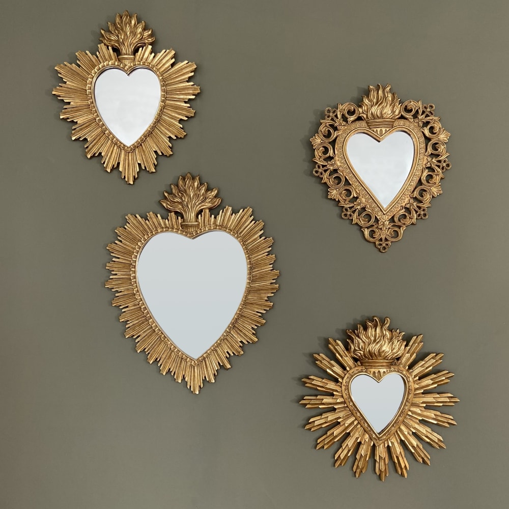 Déco miroir ex-voto coeur 24.8x29.8cm dore