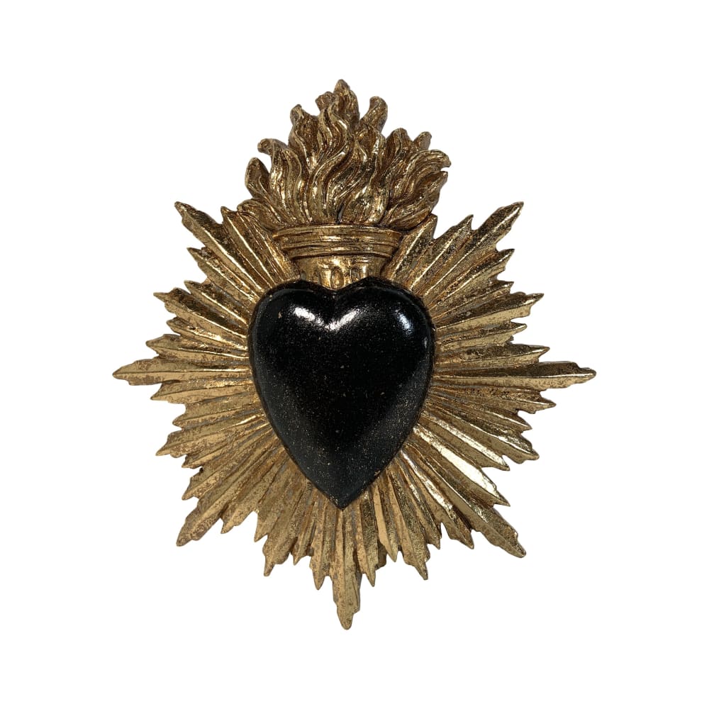 Déco murale ex-voto coeur 15x17cm noir