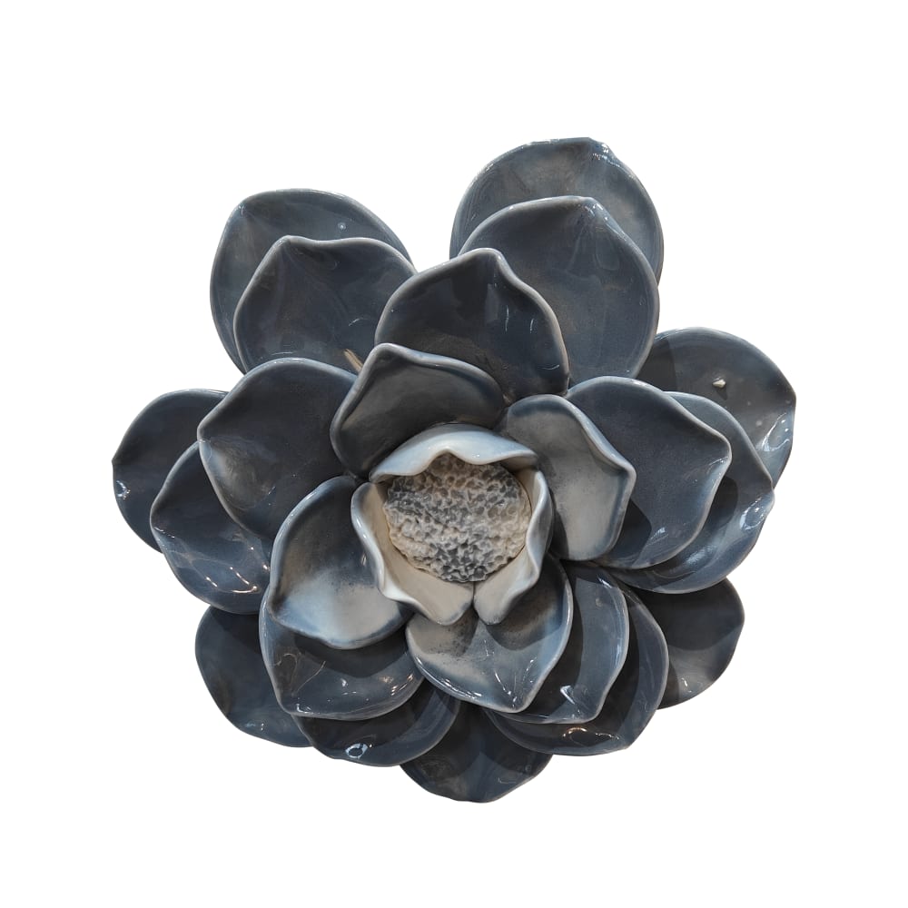 Déco murale fleur céramique bleu 20.5cm — Beyit