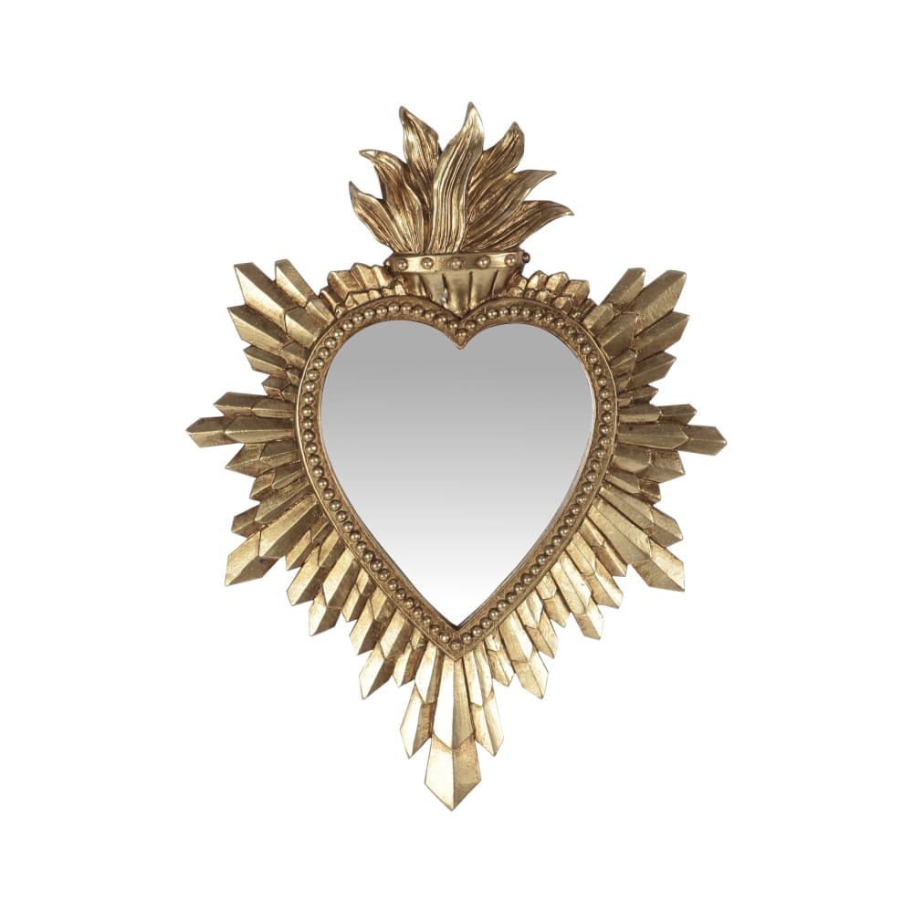 Déco murale ex-voto miroir 16x21cm dore