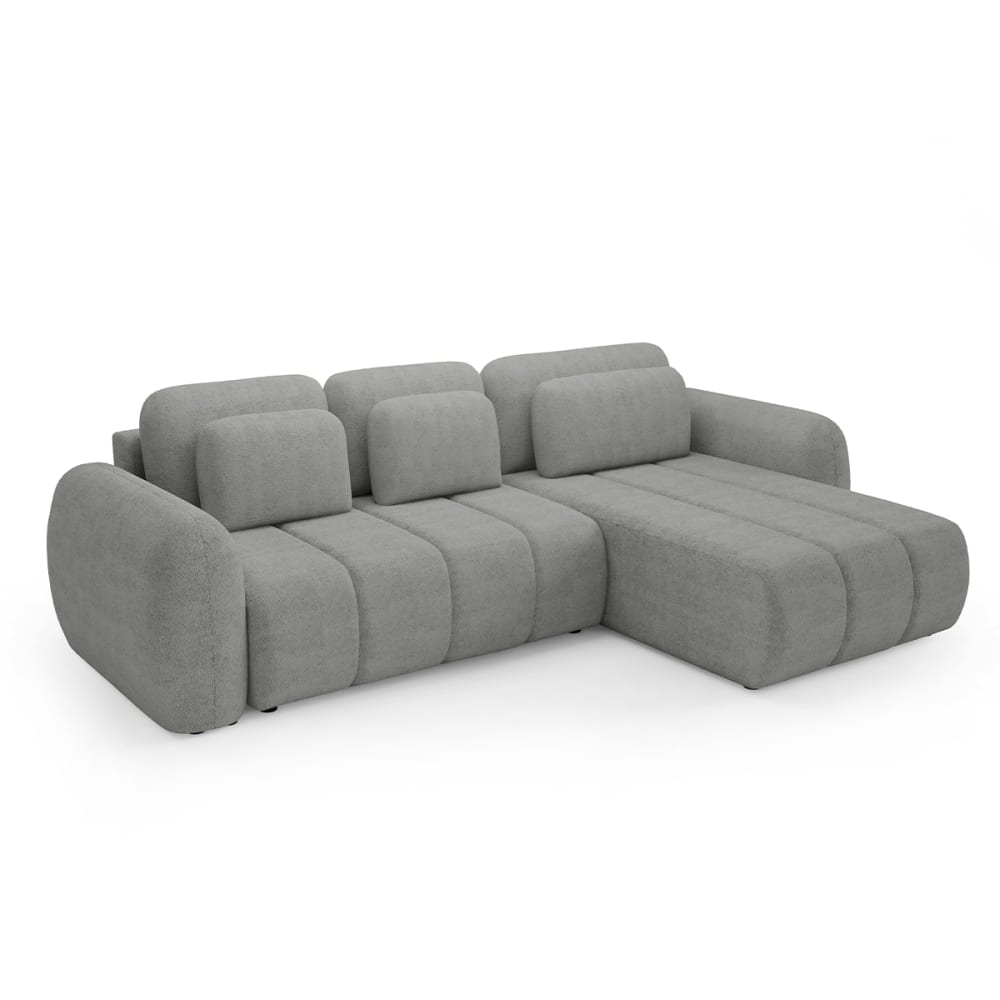 Canapé d'angle réversible convertible 3 places bois de pin gris