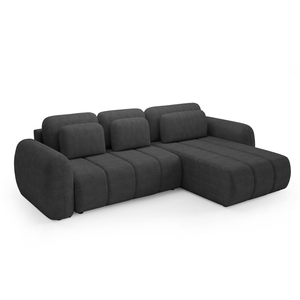 Canapé d'angle réversible convertible 3 places bois de pin gris