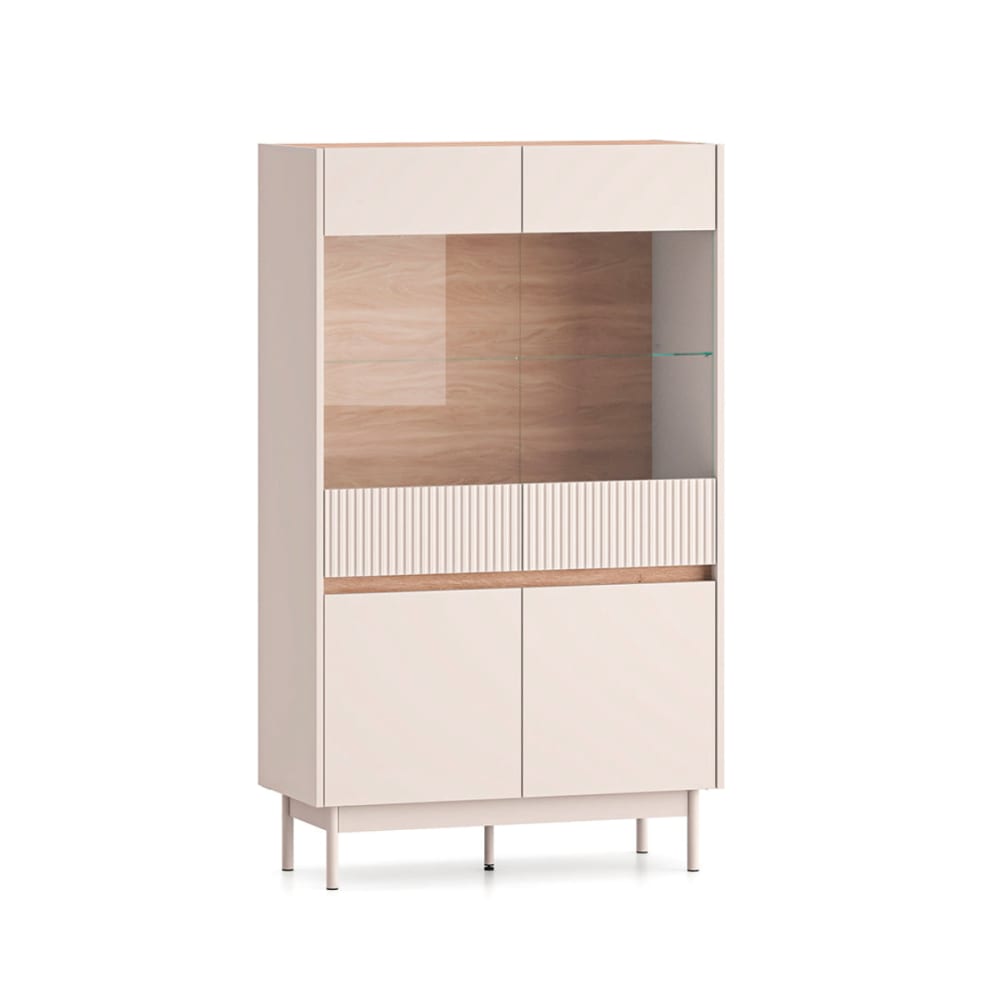 Vaisselier 4 portes panneaux mdf beige
