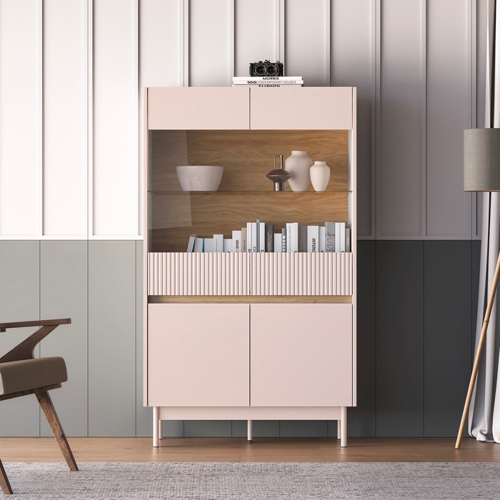 Geschirrschrank 4 Türen MDF Kaschmir und Holz - Maisons Du Monde