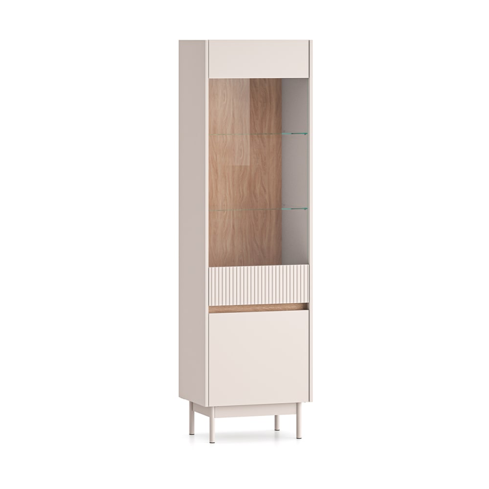 Vitrine 2 portes stratifiés beige