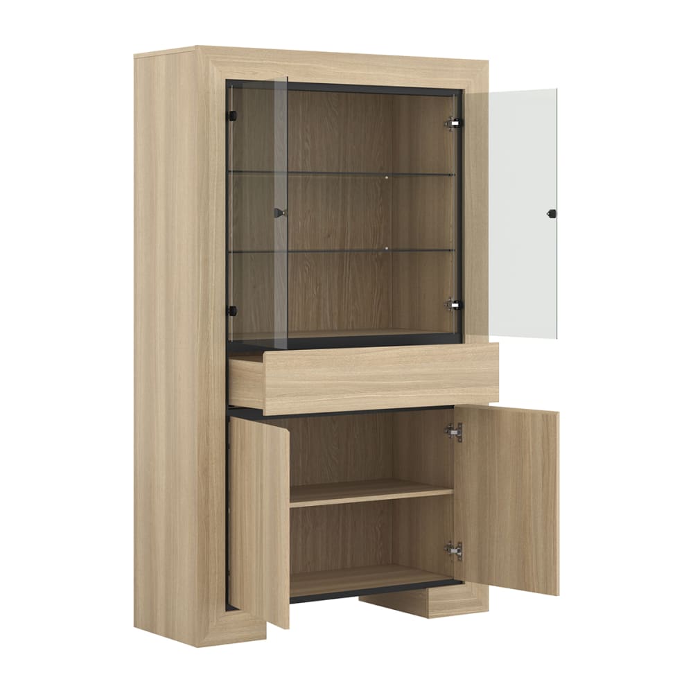 Vaisselier 4 portes 1 tiroir stratifiés beige et noir