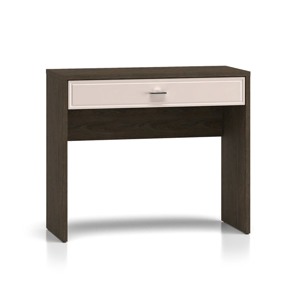 Petits meubles Schminktischkonsole 1 Schublade MDF Kaschmir und Dunkles Holz Beige Spanplatte
