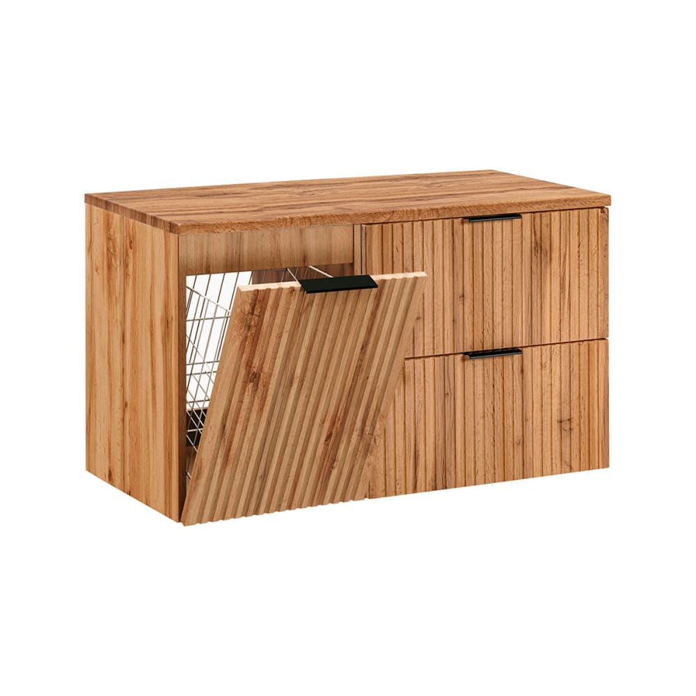 Meuble sous-vasque 100cm panier panneaux mdf marron