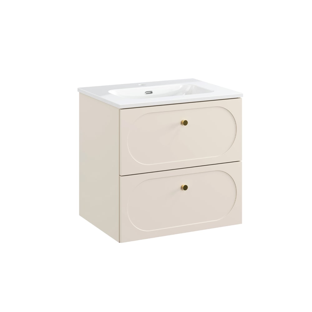 Meuble vasque encastrée stratifiés beige sable