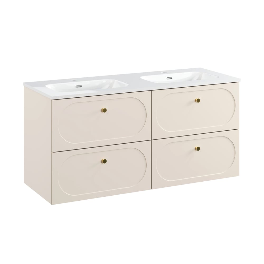 Meuble double vasque encastrée stratifiés beige sable