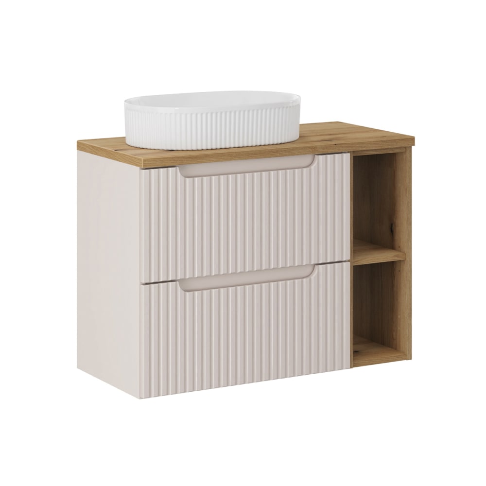 Meuble vasque 2 tiroirs stratifiés beige