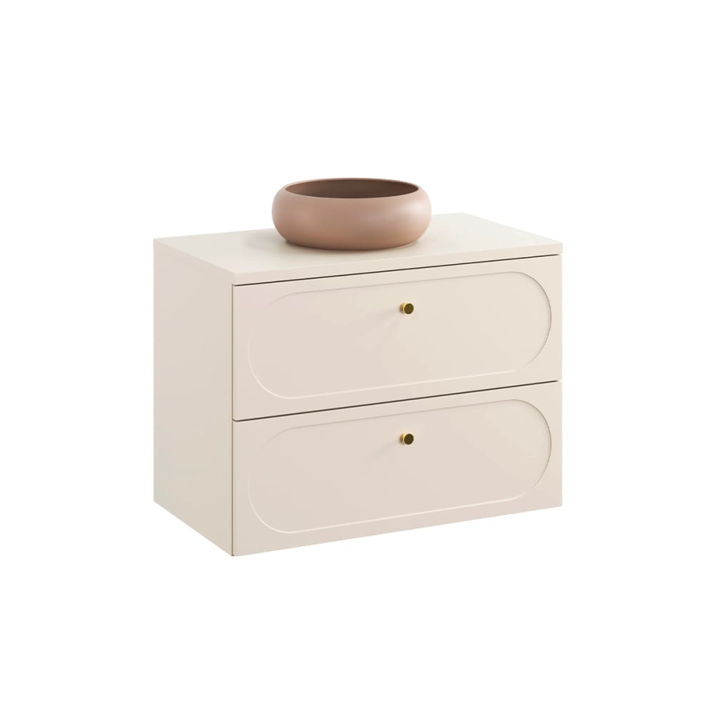 Petits meubles Waschbeckenunterschrank 80cm Laminat Sandbeige - Spanplatte