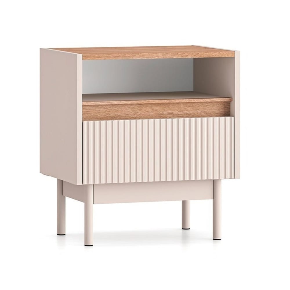 Petits meubles Nachttisch mit 1 Schublade MDF Kaschmir und Holz style modern Beige Spanplatte