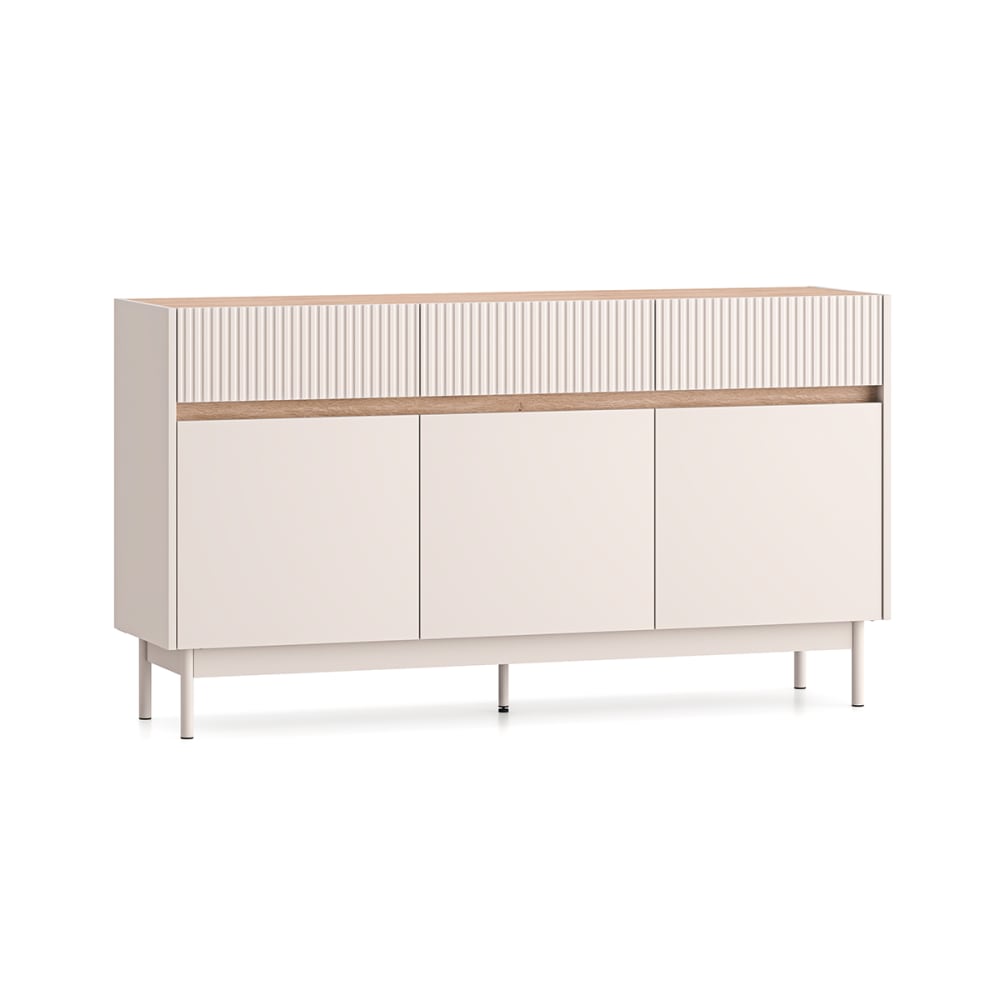 Buffet 3 portes 3 tiroirs stratifiés beige