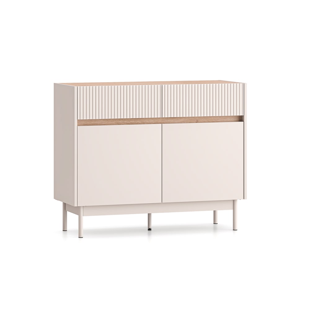 Buffet 2 portes 2 tiroirs stratifiés beige