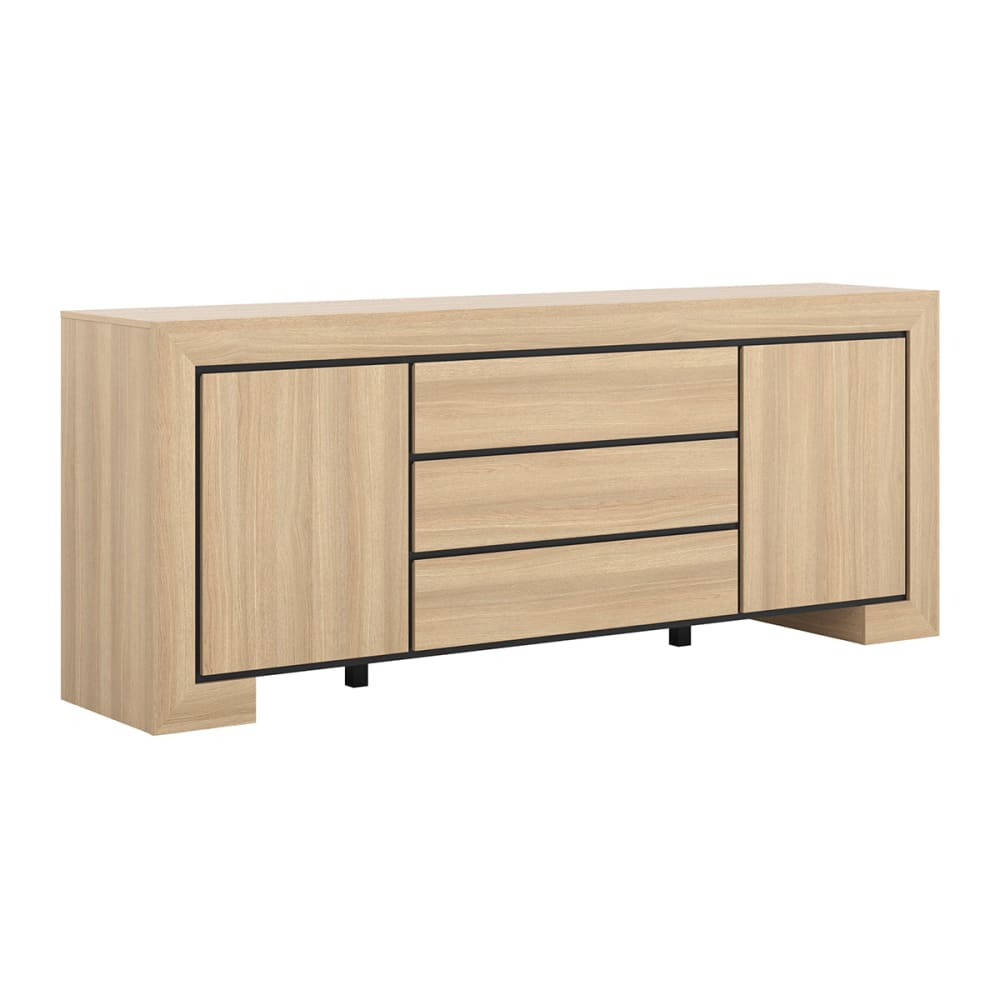 Petits meubles Anrichte mit 2 Türen und 3 Schubladen Laminierte Platten Holz Braun Spanplatte
