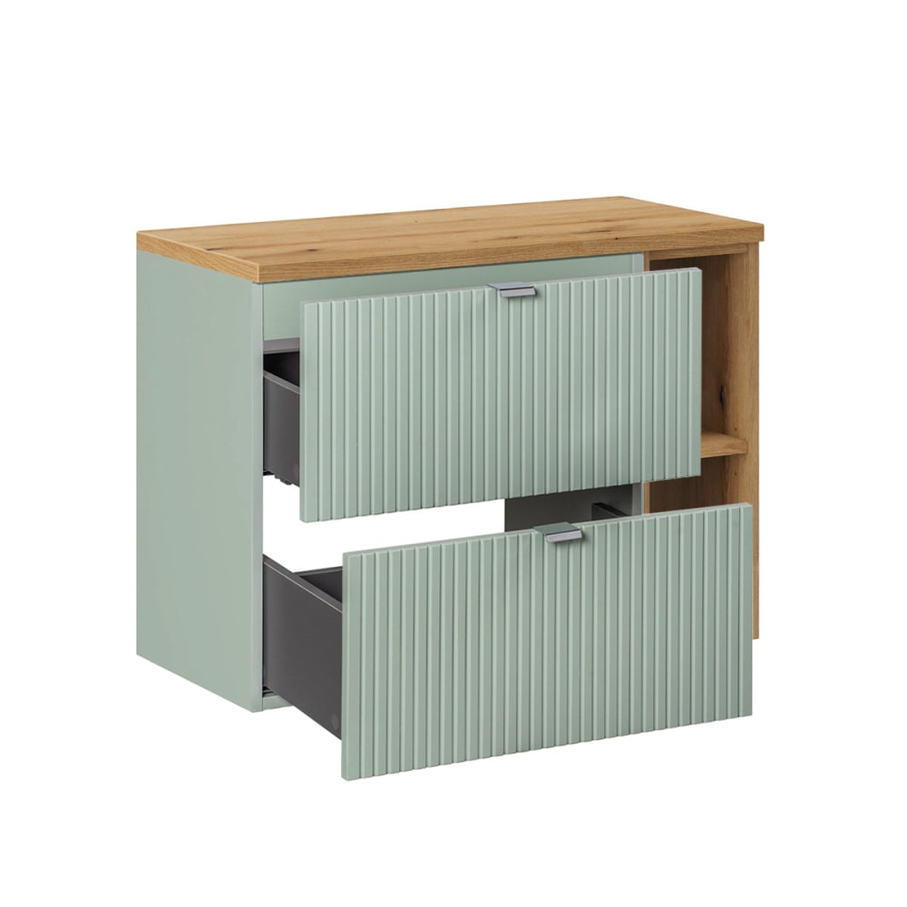 Waschbeckenunterschrank 80cm MDF Grün und Holz - Maisons Du Monde