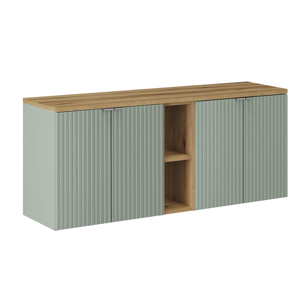 Petits meubles Waschbeckenunterschrank 140cm 4 Türen MDF Grün und Holz Grün Spanplatte