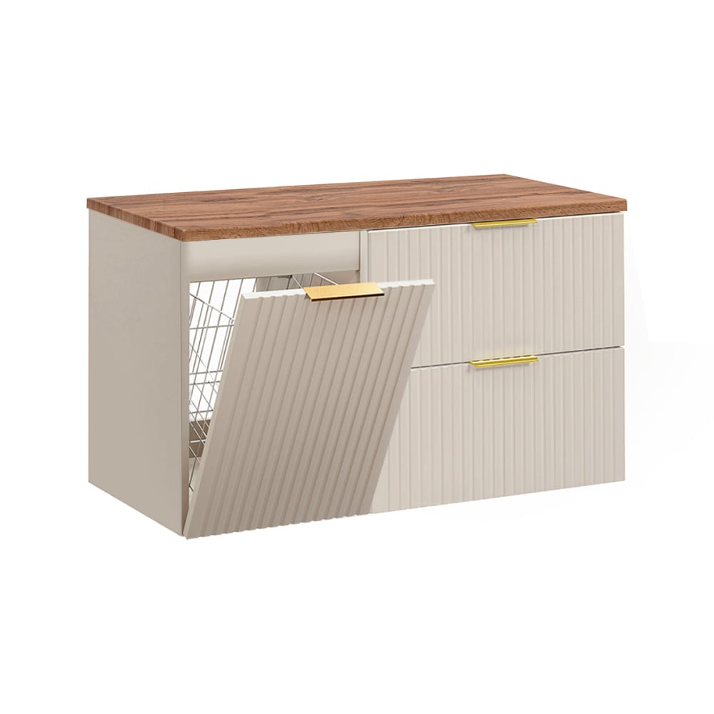 Petits meubles Waschbeckenunterschrank 100cm MDF Kaschmir und Holz Beige Spanplatte