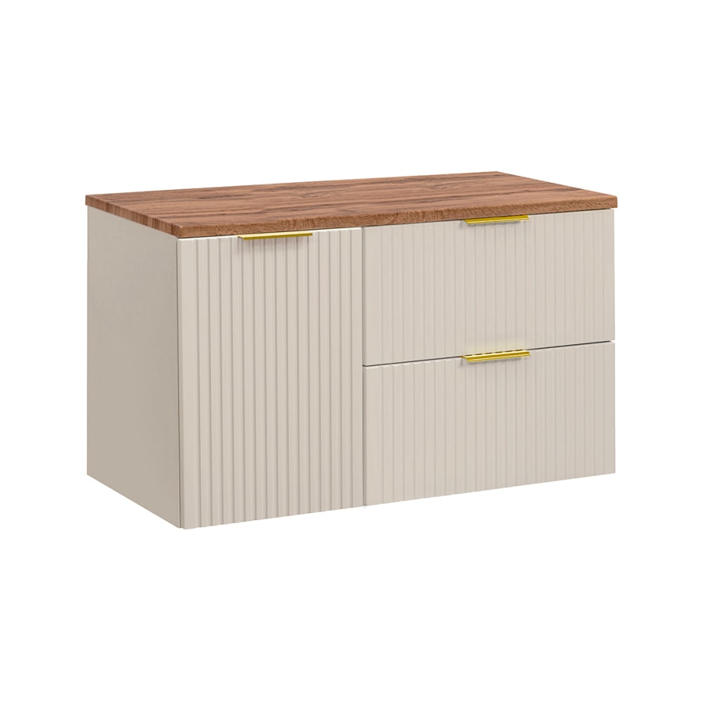 Waschbeckenunterschrank 100cm MDF Kaschmir und Holz - Maisons Du