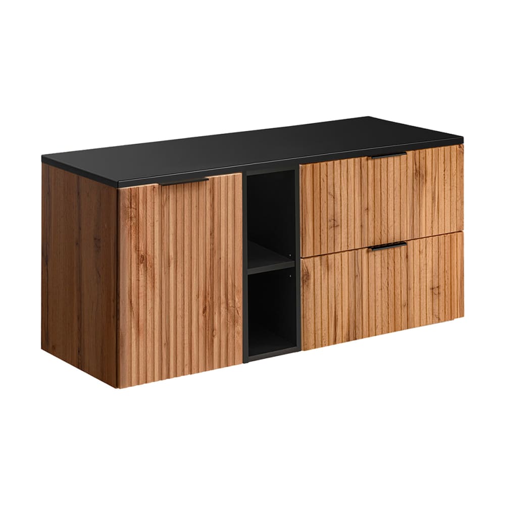 Waschbeckenunterschrank 120cm MDF Holz und Schwarz - Maisons Du