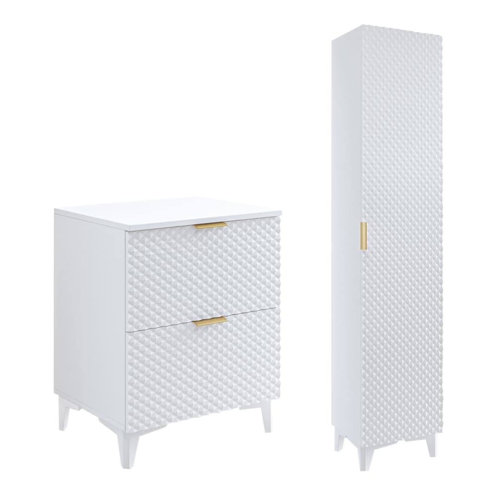 Ensemble meuble sous-vasque colonne sur pieds stratifiés blanc