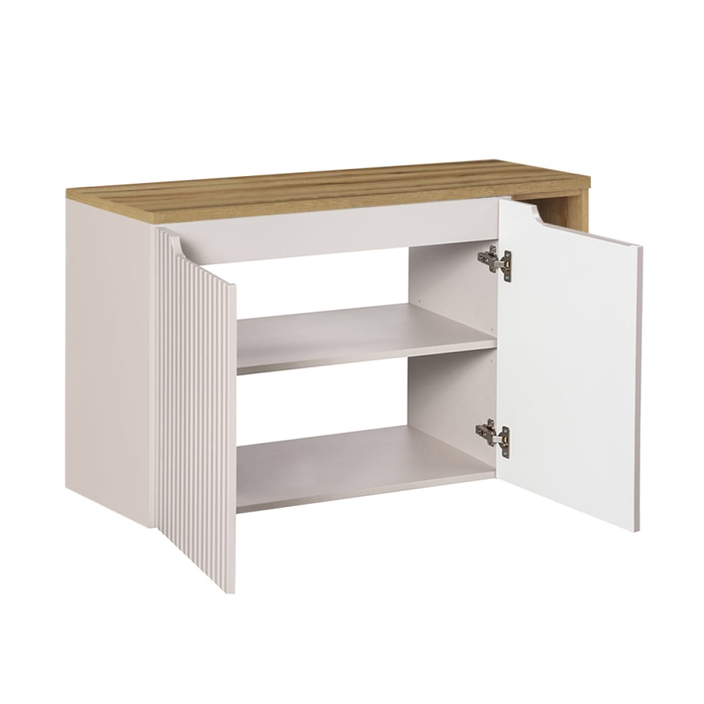 Waschbeckenunterschrank 100cm 2 Türen MDF Kaschmir und Holz -