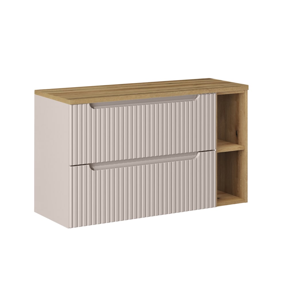 Meuble sous-vasque 2 tiroirs stratifiés beige