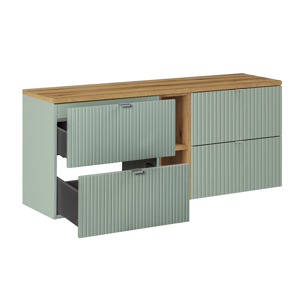 Waschbeckenunterschrank 140cm MDF Grün und Holz - Maisons Du