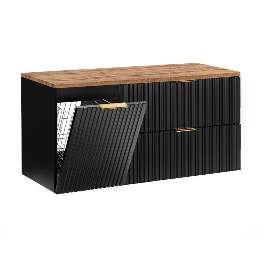 Meuble sous-vasque 120cm panier panneaux mdf noir