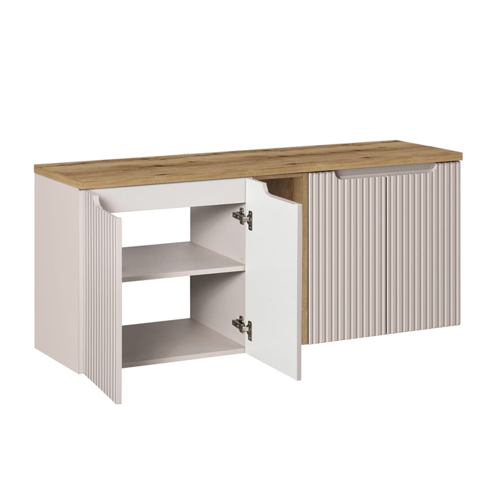 Waschbeckenunterschrank 140cm 4 Türen MDF Kaschmir und Holz -