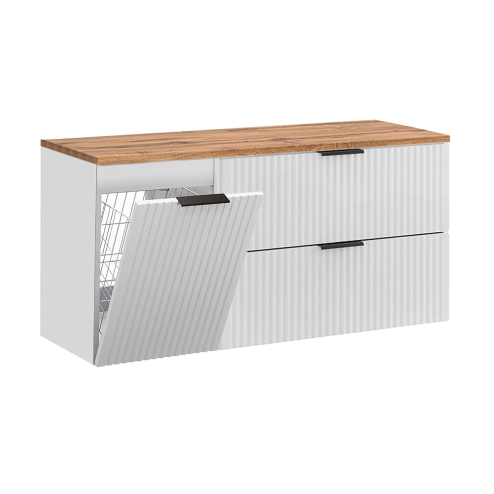 Meuble sous-vasque 120cm panier panneaux mdf blanc