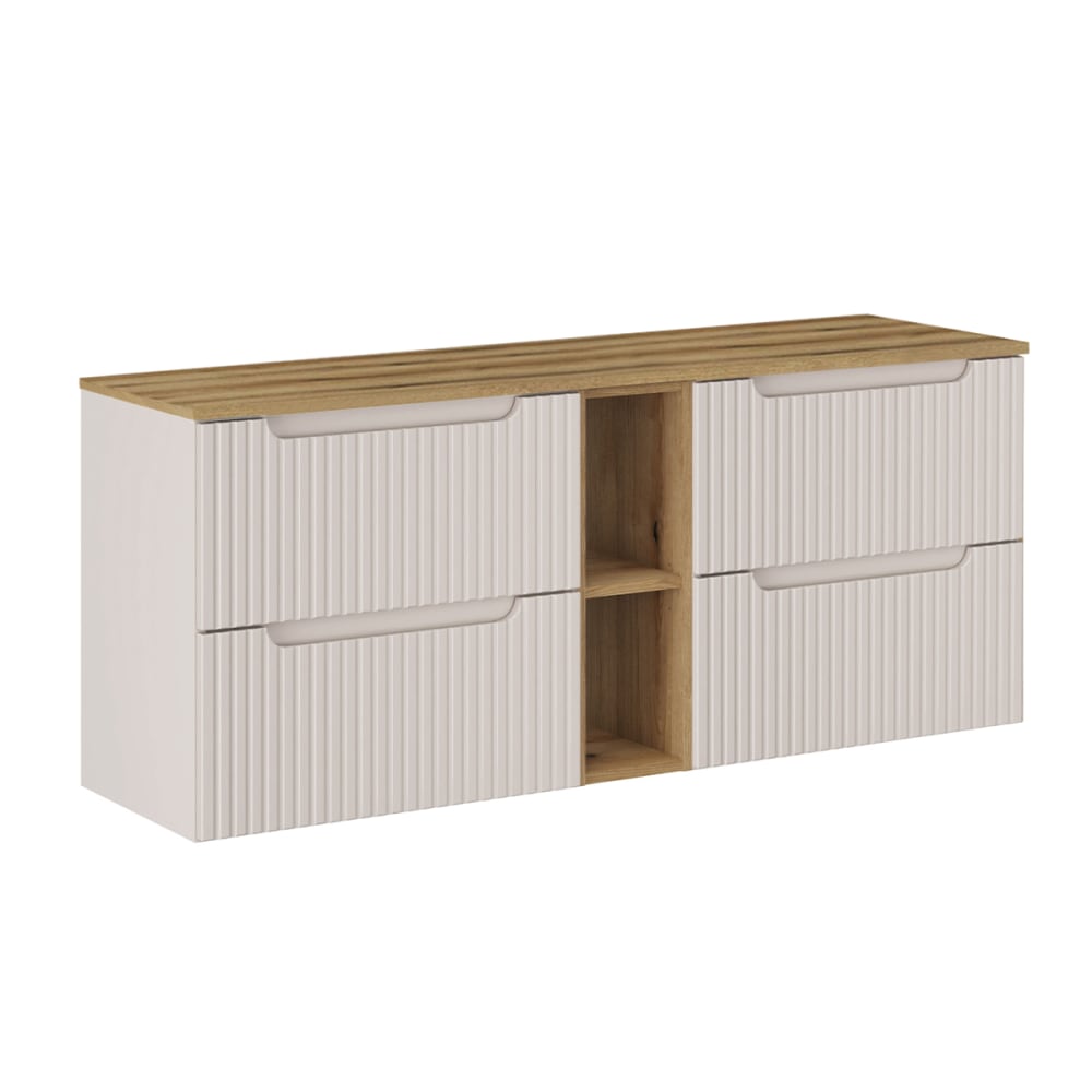 Meuble sous-vasque 4 tiroirs stratifiés beige