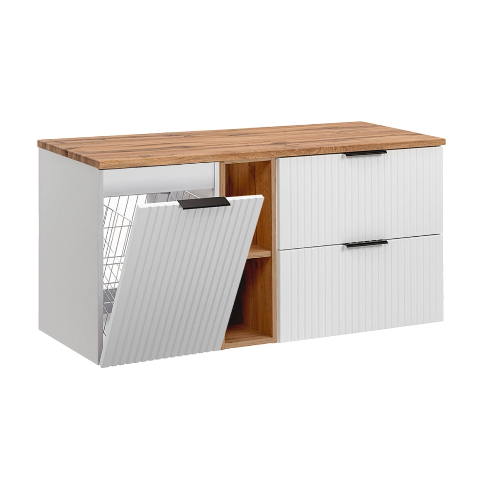 Meuble sous-vasque 120cm 2 niches panneaux mdf blanc