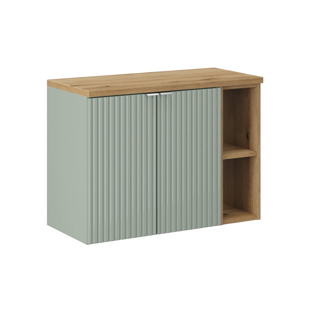 Petits meubles Waschbeckenunterschrank 80cm 2 Türen MDF Grün und Holz Grün Spanplatte