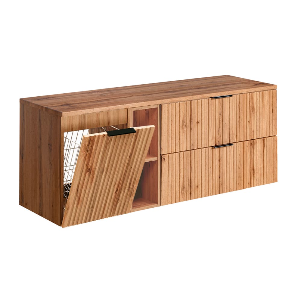 Meuble sous-vasque 140cm 2 niches panneaux mdf marron