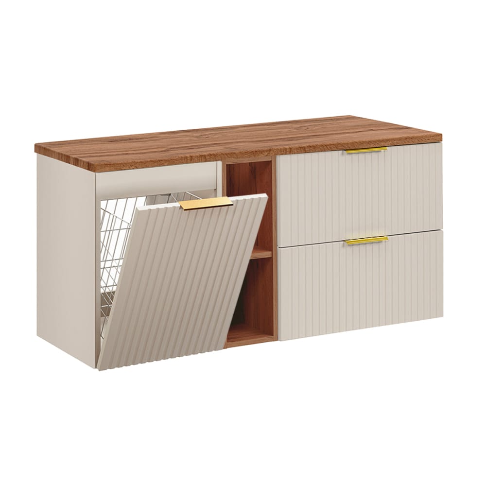 Meuble sous-vasque 120cm 2 niches panneaux mdf beige