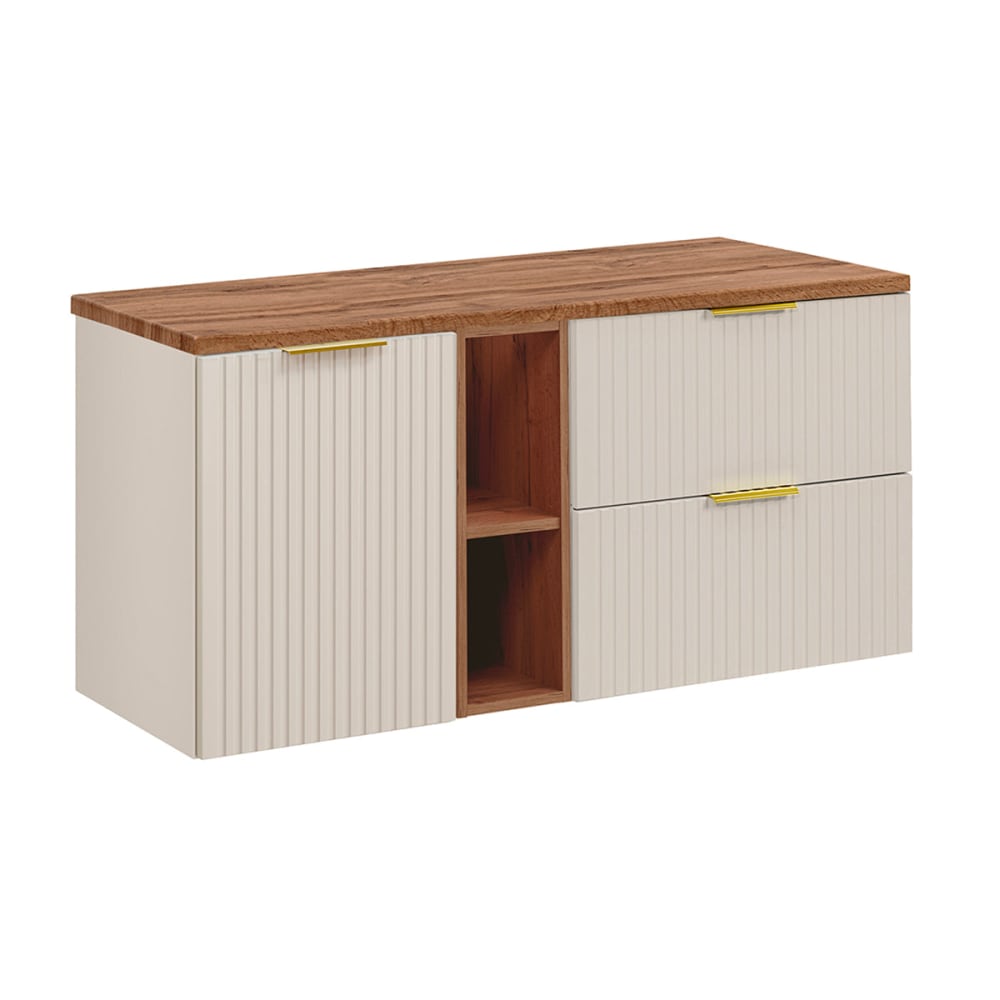Waschbeckenunterschrank 120cm MDF Kaschmir und Holz - Maisons Du