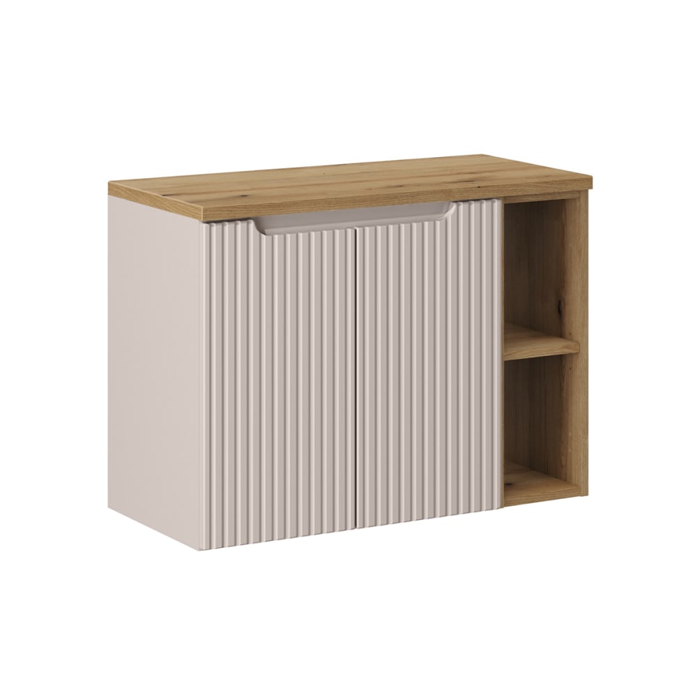 Petits meubles Waschbeckenunterschrank 80cm 2 Türen MDF Kaschmir und Holz Beige Spanplatte