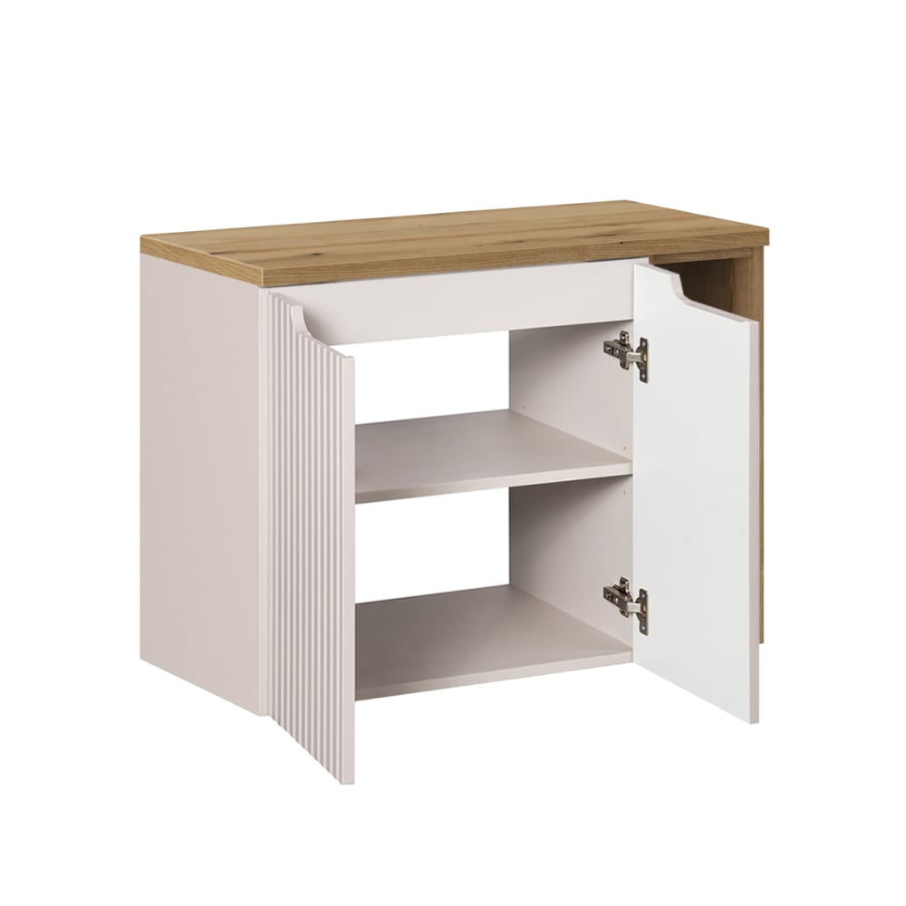 Waschbeckenunterschrank 80cm 2 Türen MDF Kaschmir und Holz -